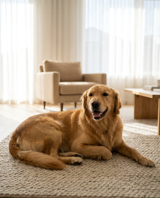 Calm healthy dog at home